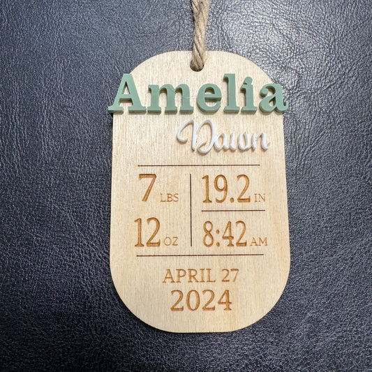 Baby Birth Stat 3D | Personalized Ornament
