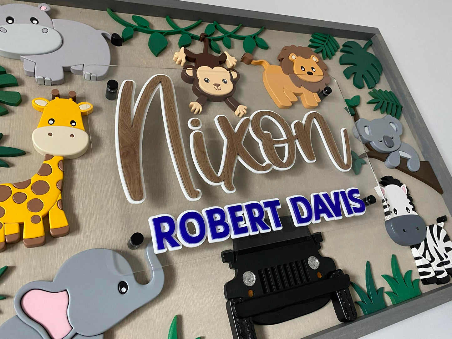 Safari | Custom Framed Nursery Name Wood Sign