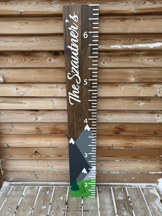 Mountains | Custom Growth Chart Wood Sign