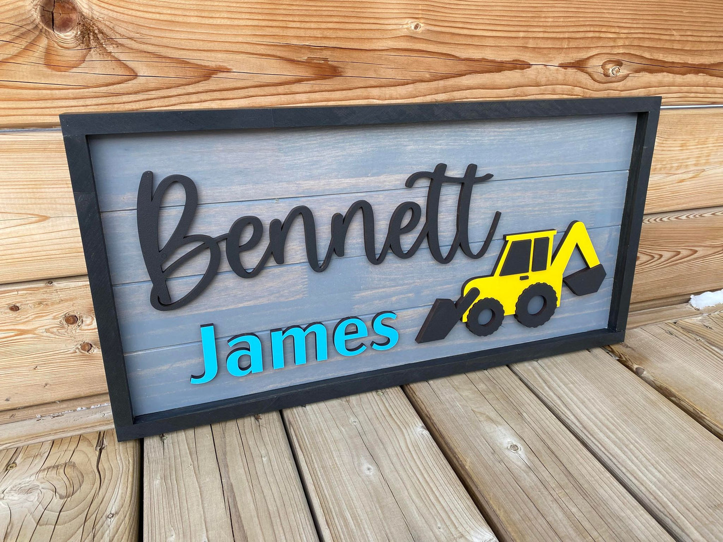 Digger | Custom Framed Nursery Name Wood Sign