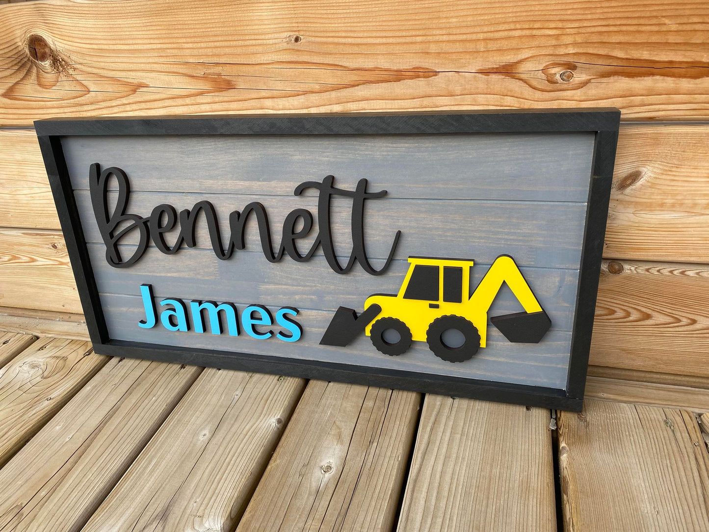 Digger | Custom Framed Nursery Name Wood Sign