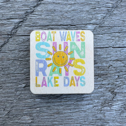 Boats Waves Sun Rays Lake Days | Magnet