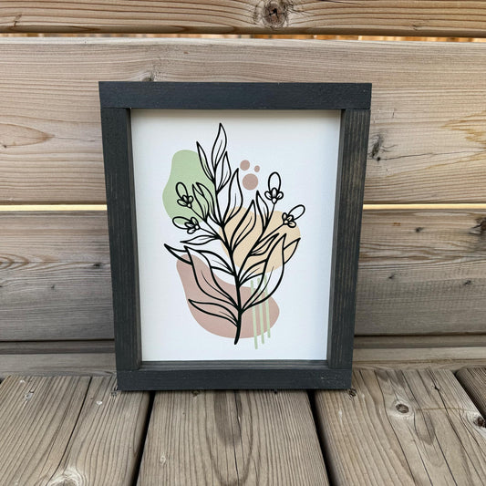 Botanical Line Art Flower | Wood Sign