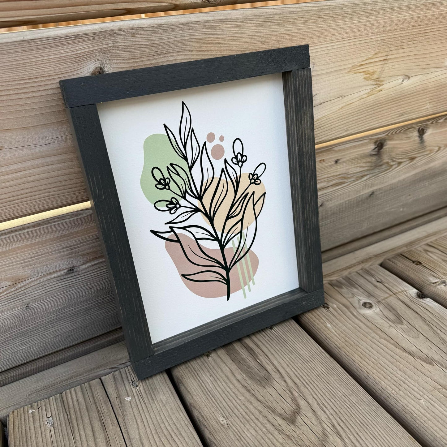 Botanical Line Art Flower | Wood Sign