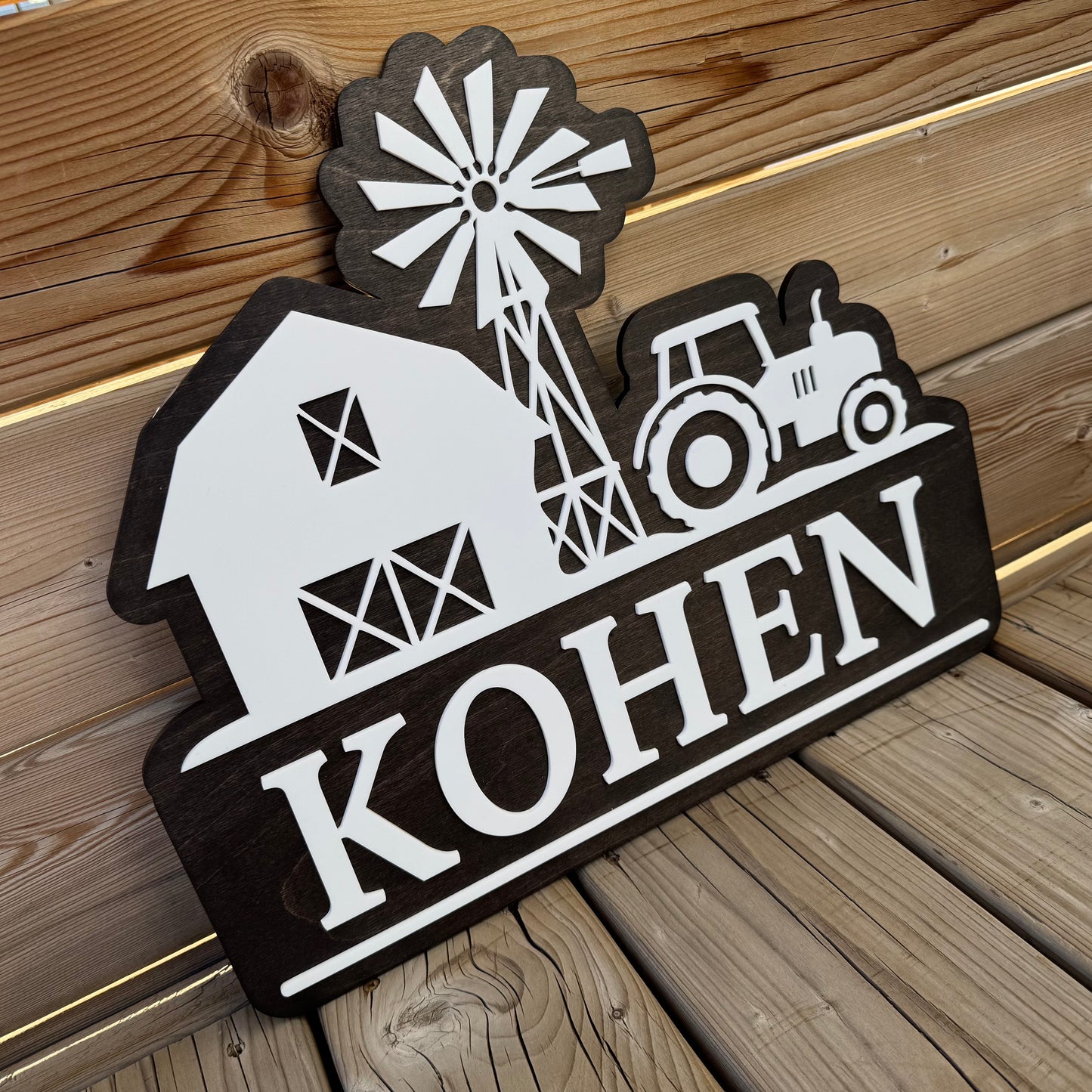 First Name Farm Offset | Custom Nursery Name Wood Sign