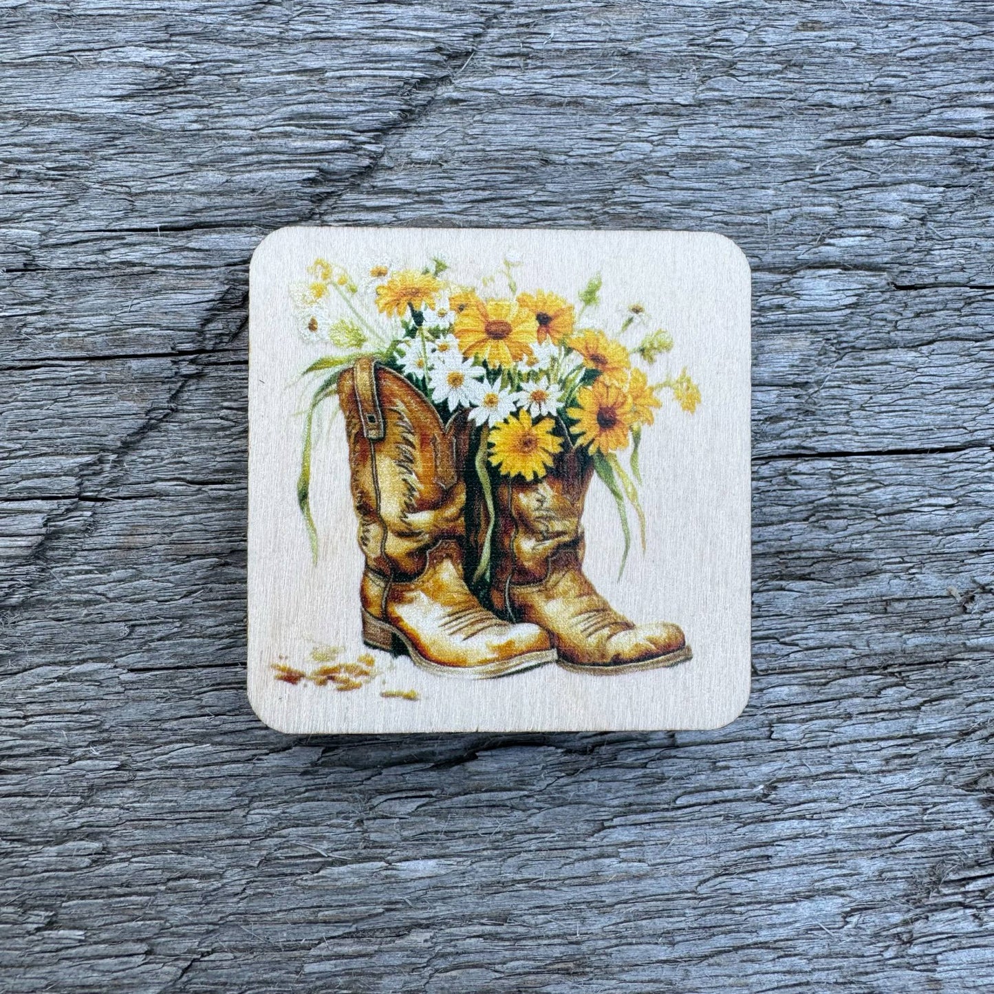 Cowboy Boot With Daisies
