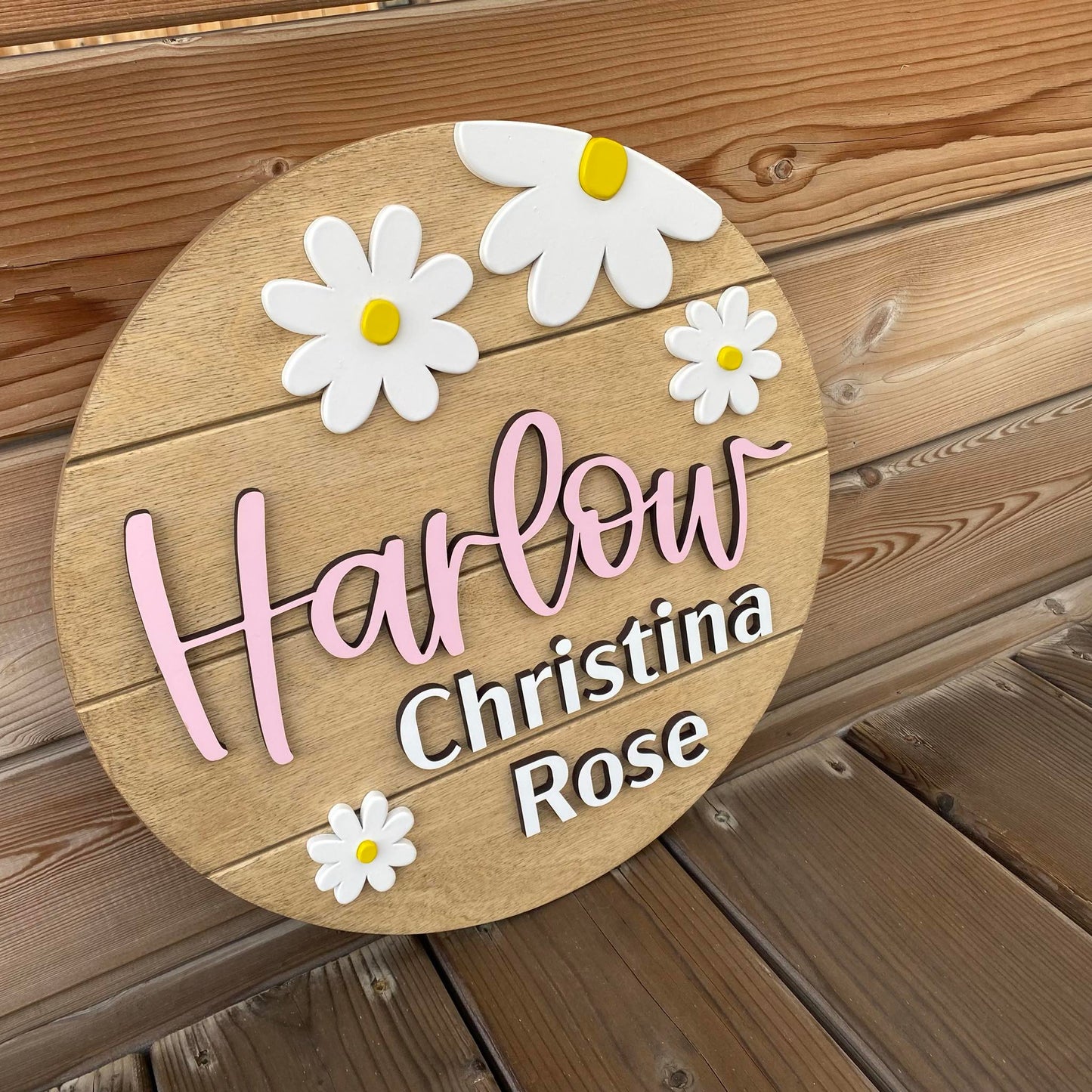 Daisy | Custom Nursery Name Round Wood Sign