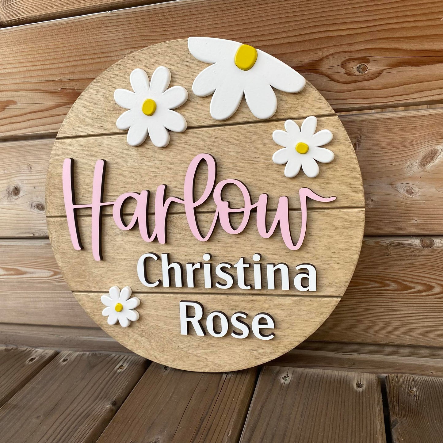 Daisy | Custom Nursery Name Round Wood Sign