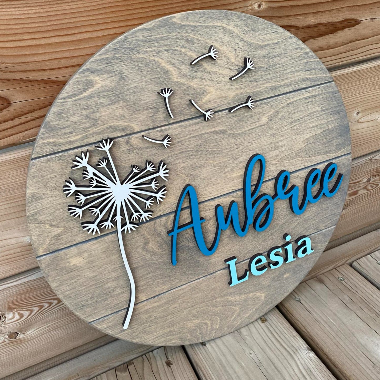 Dandelion | Custom Nursery Name Round Wood Sign