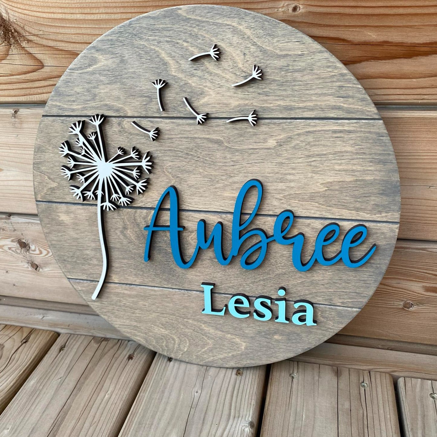Dandelion | Custom Nursery Name Round Wood Sign