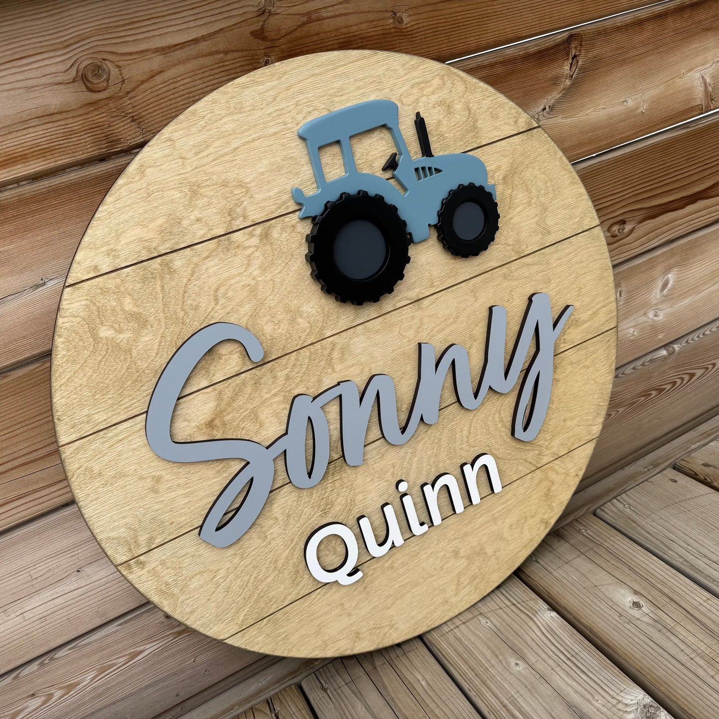 Tractor | Custom Nursery Name Round Wood Sign