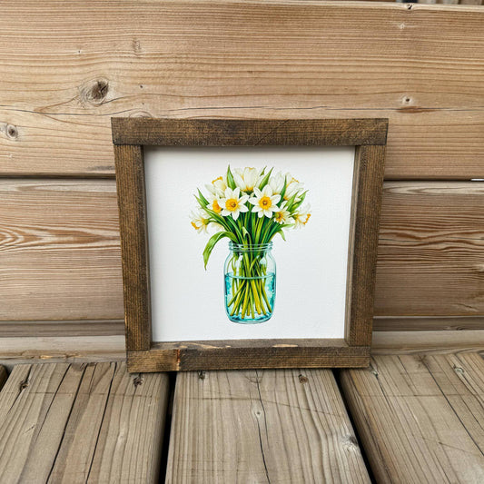 Daisies In Jar | Wood Sign