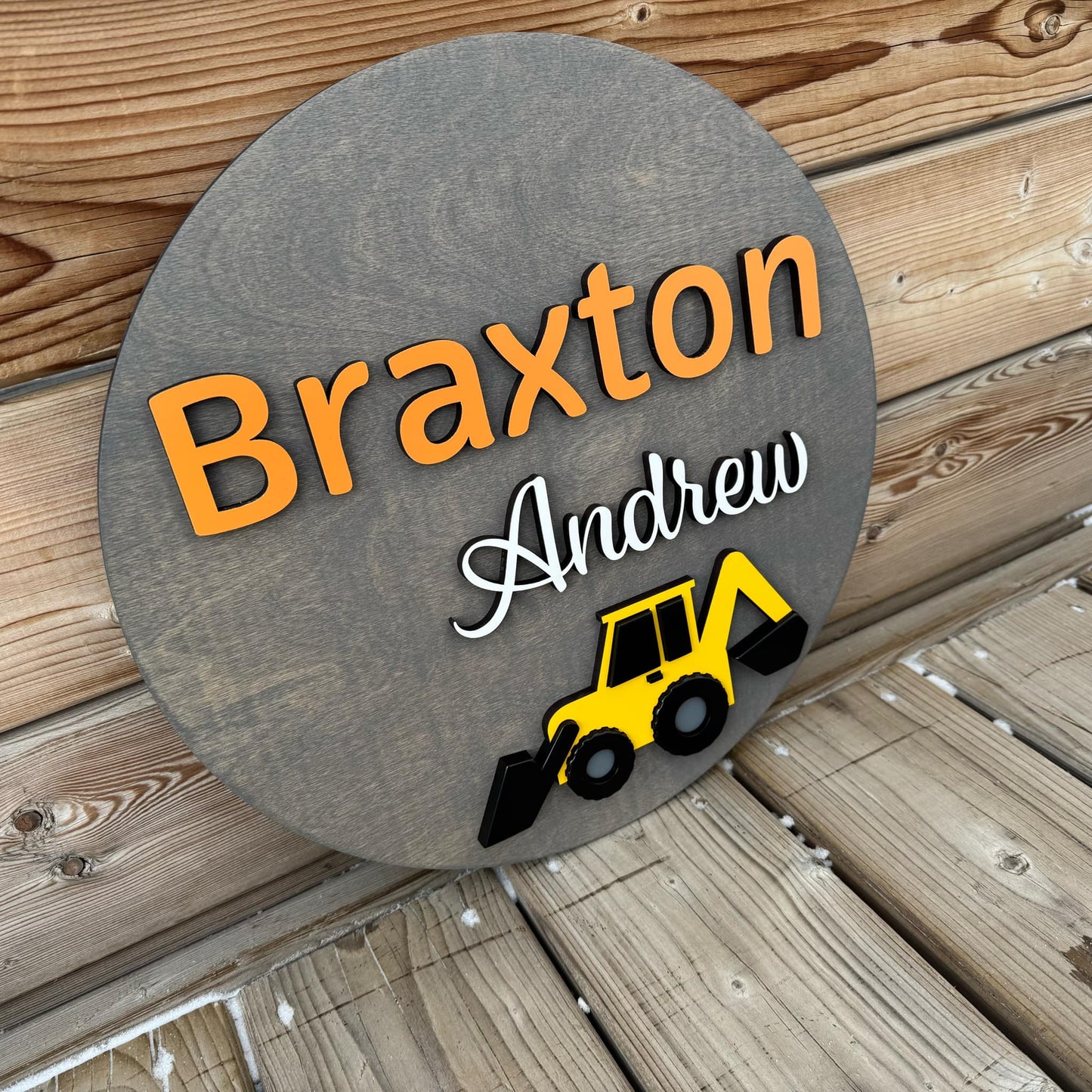 Digger | Custom Nursery Name Round Wood Sign