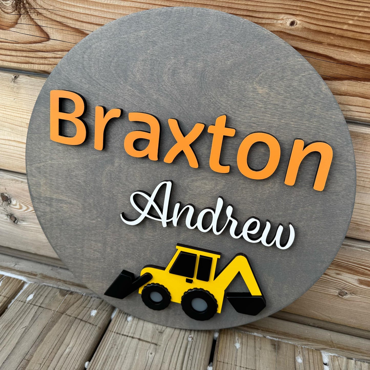 Digger | Custom Nursery Name Round Wood Sign