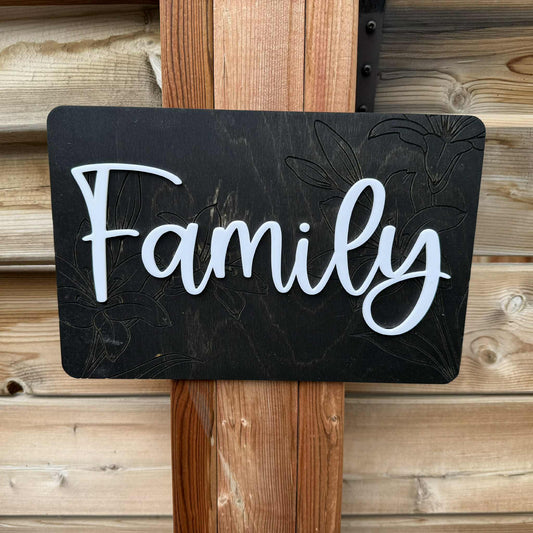 Family | Engraved Floral Sign