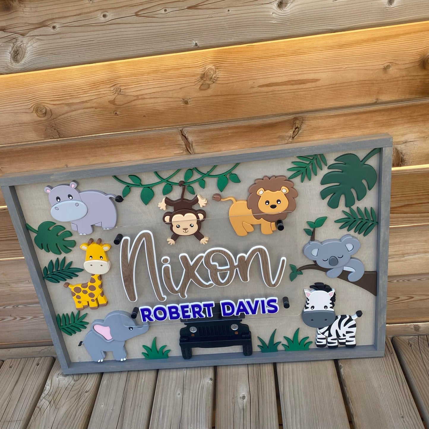 Safari | Custom Framed Nursery Name Wood Sign