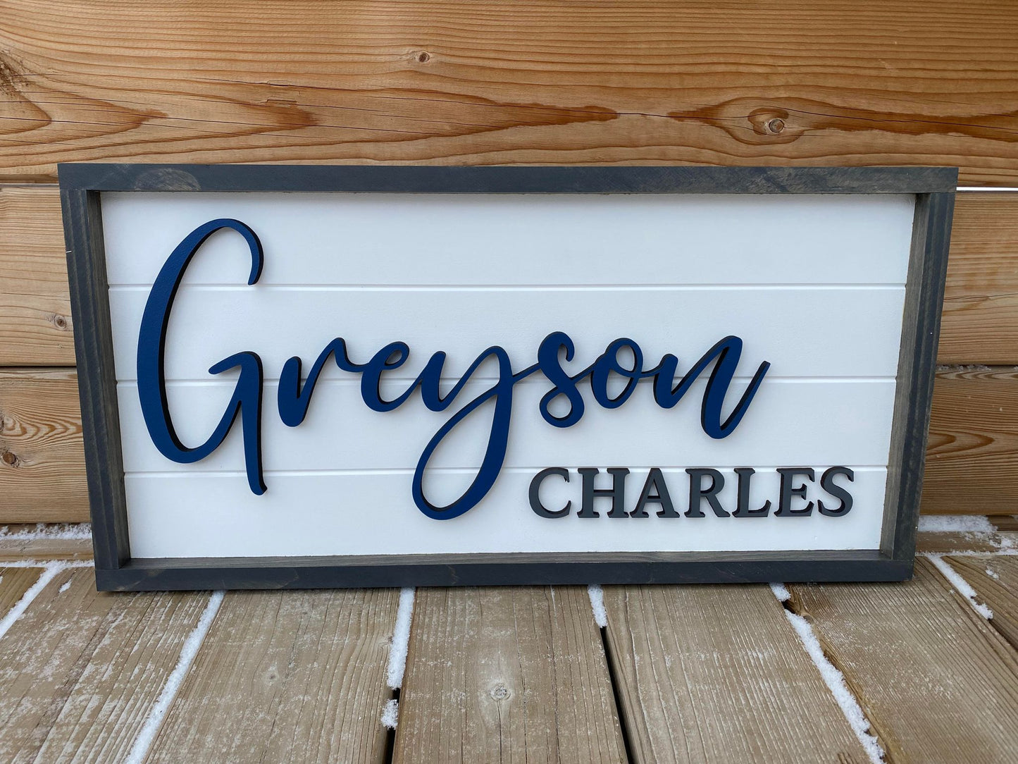 Simple | Custom Framed Nursery Name Wood Sign