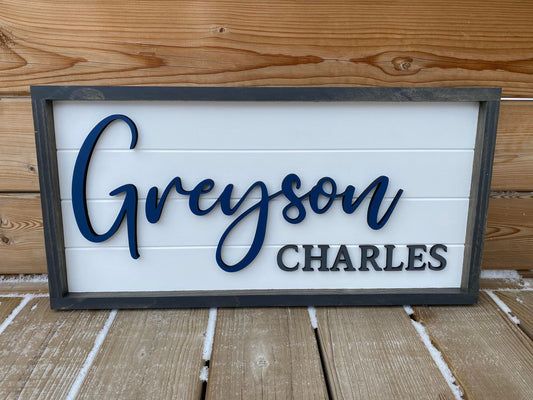 Simple | Custom Framed Nursery Name Wood Sign