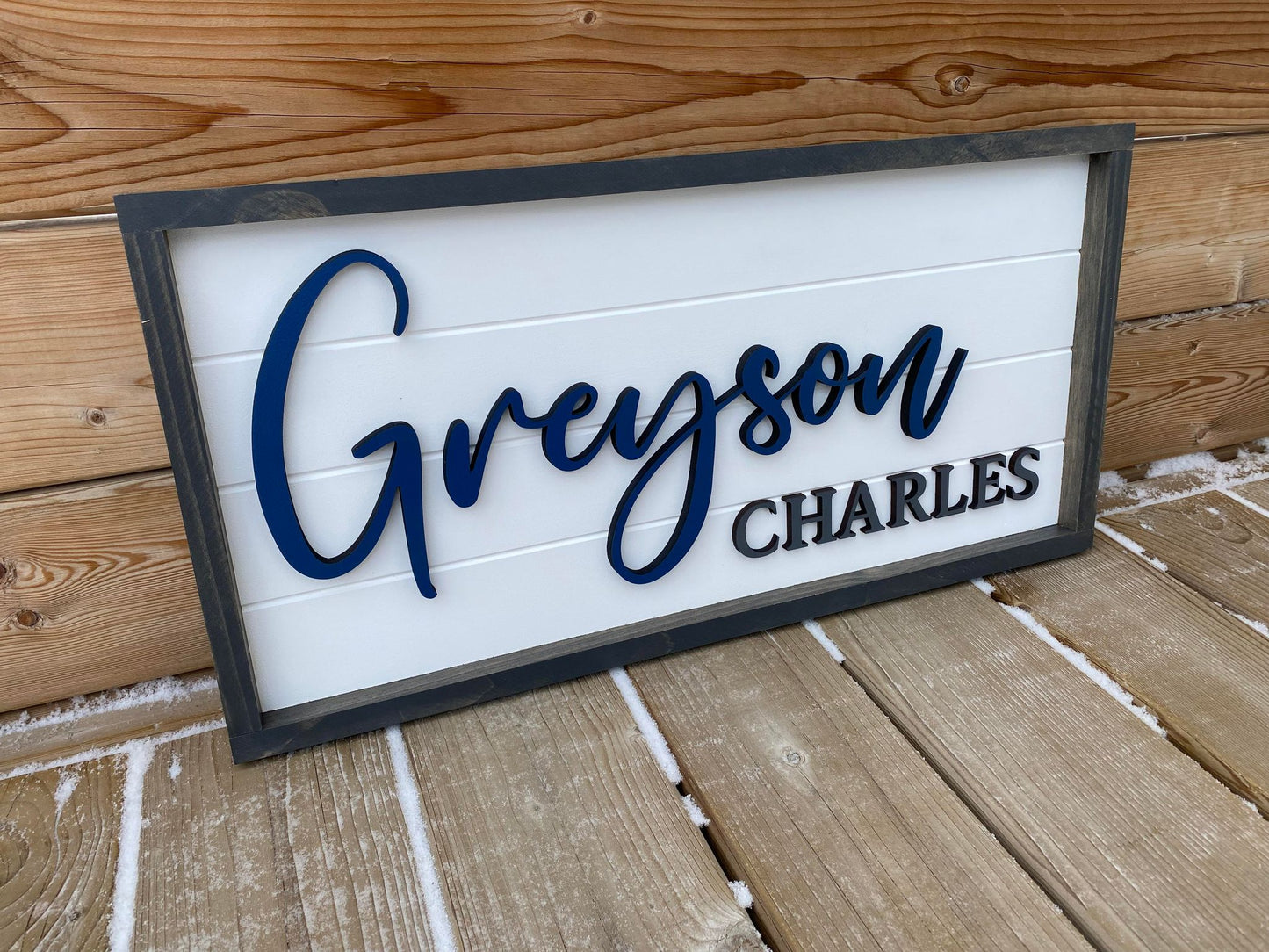 Simple | Custom Framed Nursery Name Wood Sign
