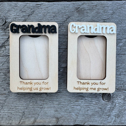 Grandma Thank You For Helping Us/Me Grow | Mini Picture Frame Magnet