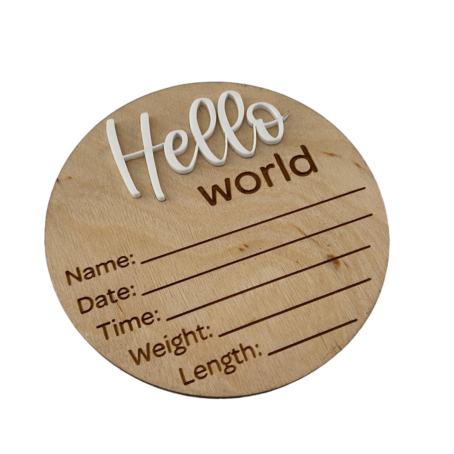 Hello World | Birth Announcement Sign 3D