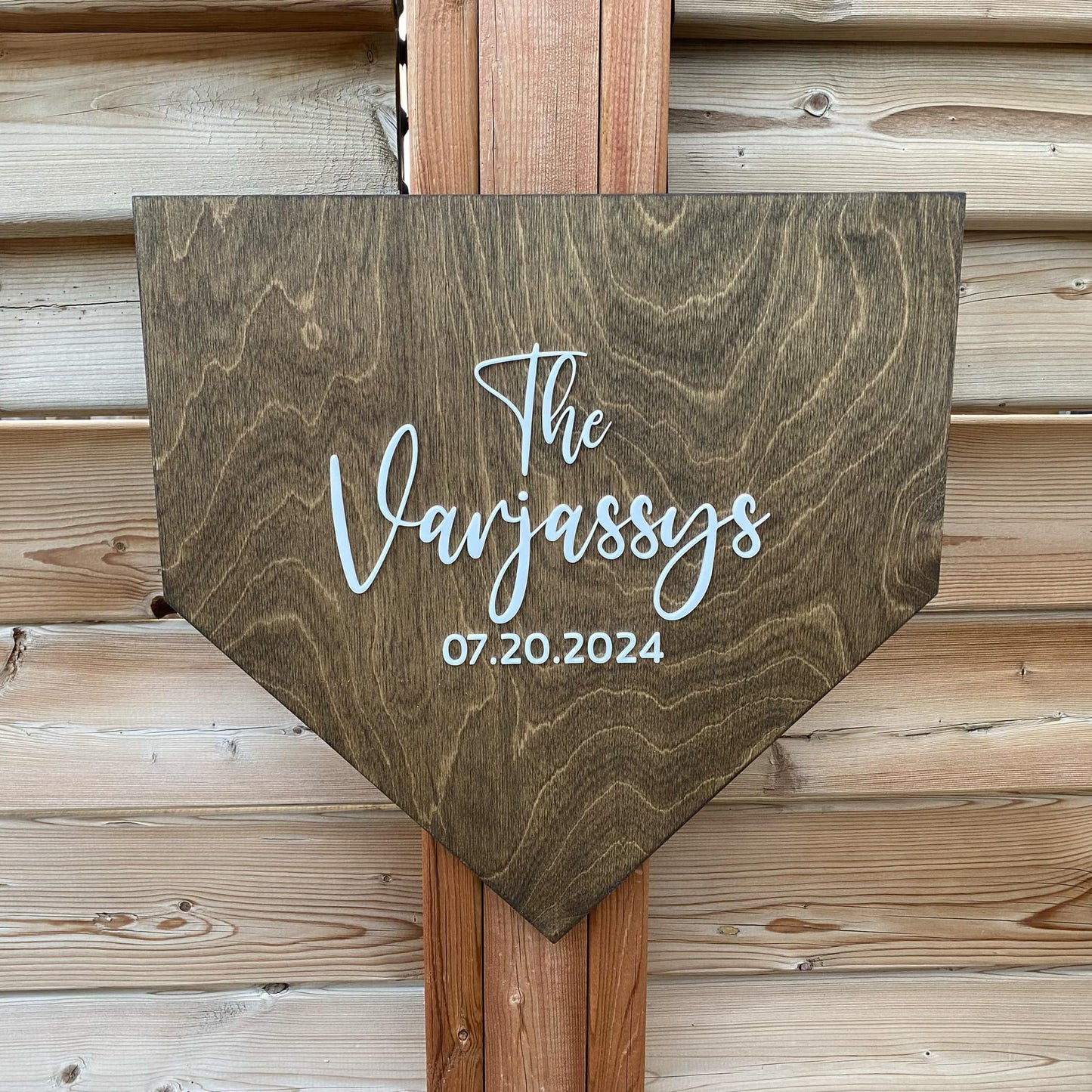 Home Plate Last Name | Custom Name Wood Sign