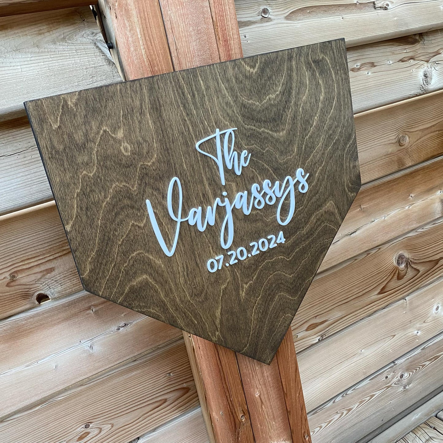 Home Plate Last Name | Custom Name Wood Sign
