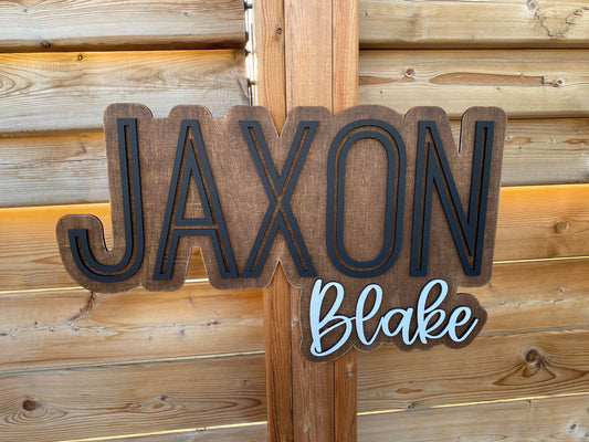 First & Middle Name Offset | Custom Nursery Name Wood Sign