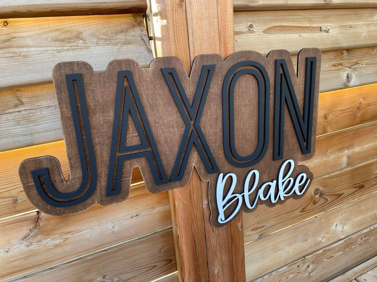 First & Middle Name Offset | Custom Nursery Name Wood Sign