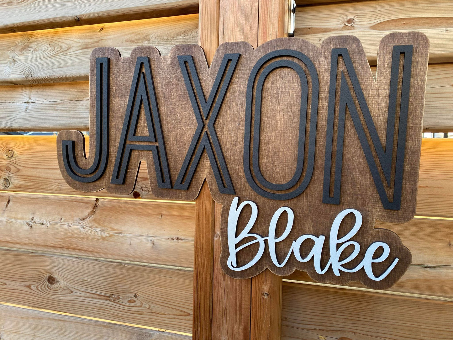 First & Middle Name Offset | Custom Nursery Name Wood Sign