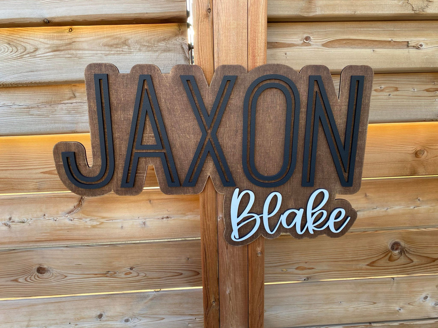 First & Middle Name Offset | Custom Nursery Name Wood Sign