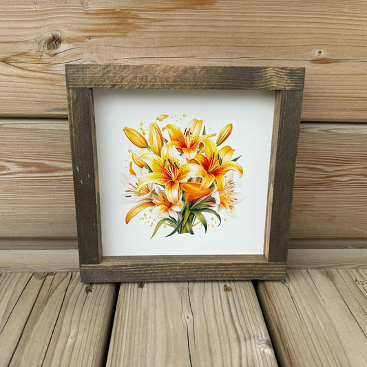 Lily Bouquet | Wood Sign