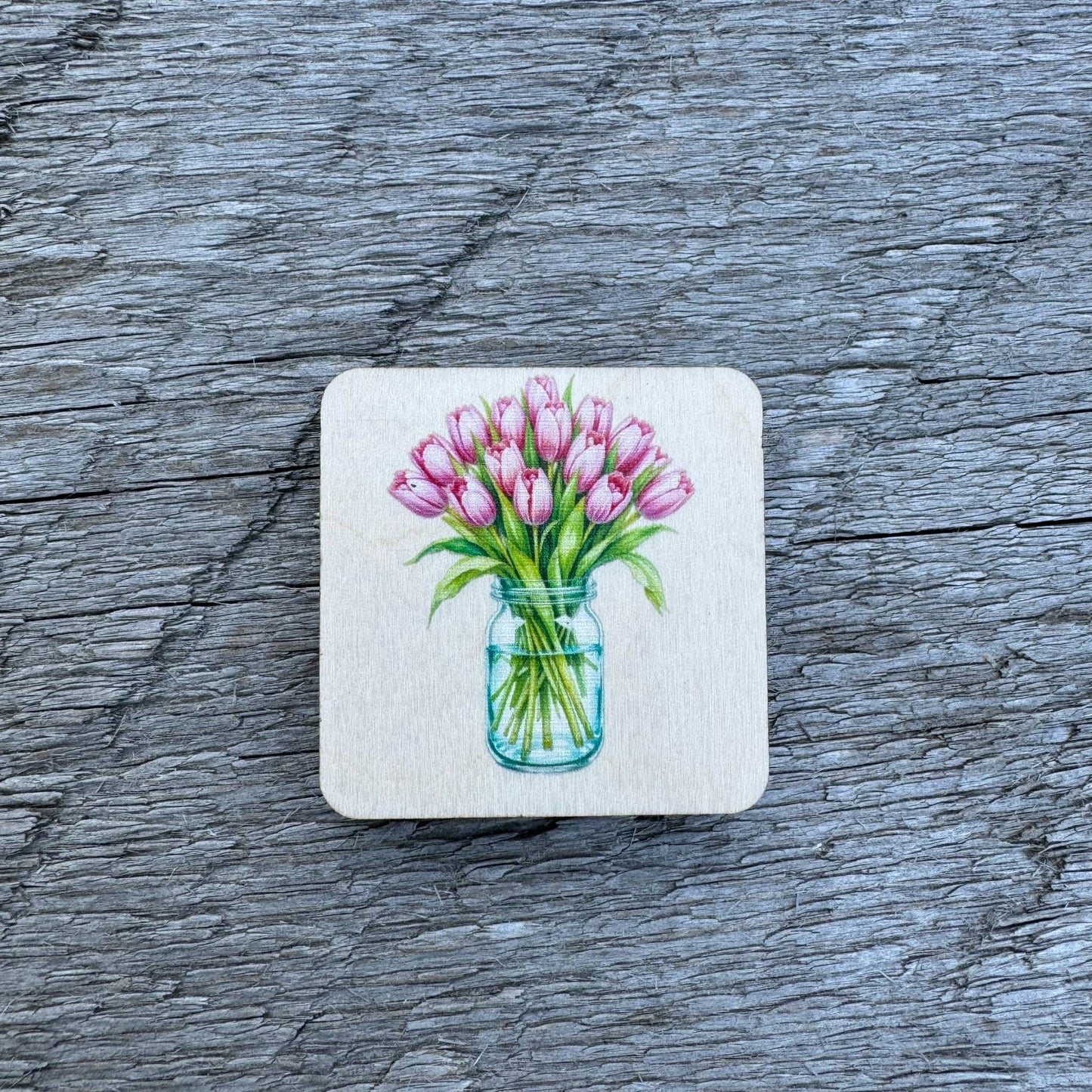 Pink Tulips In Jar | Magnet