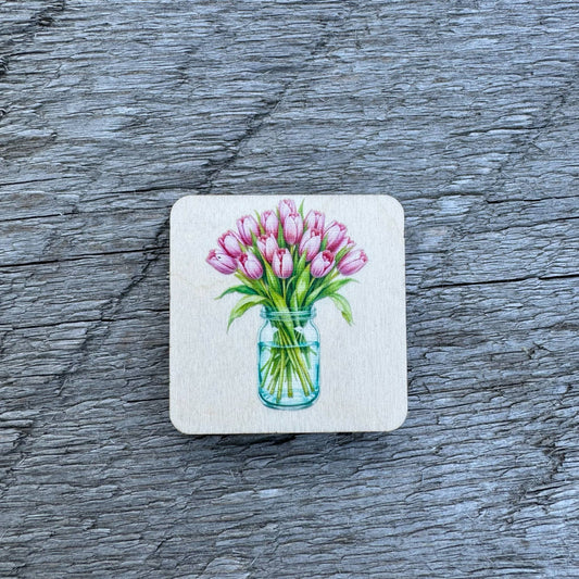 Pink Tulips In Jar | Magnet