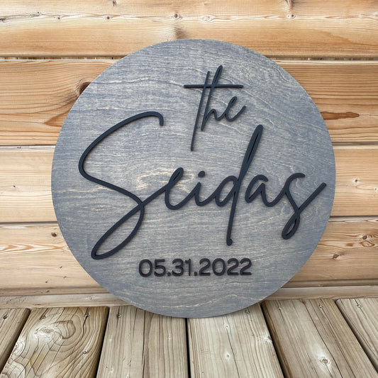 Last Name | Custom Name Round Wood Sign