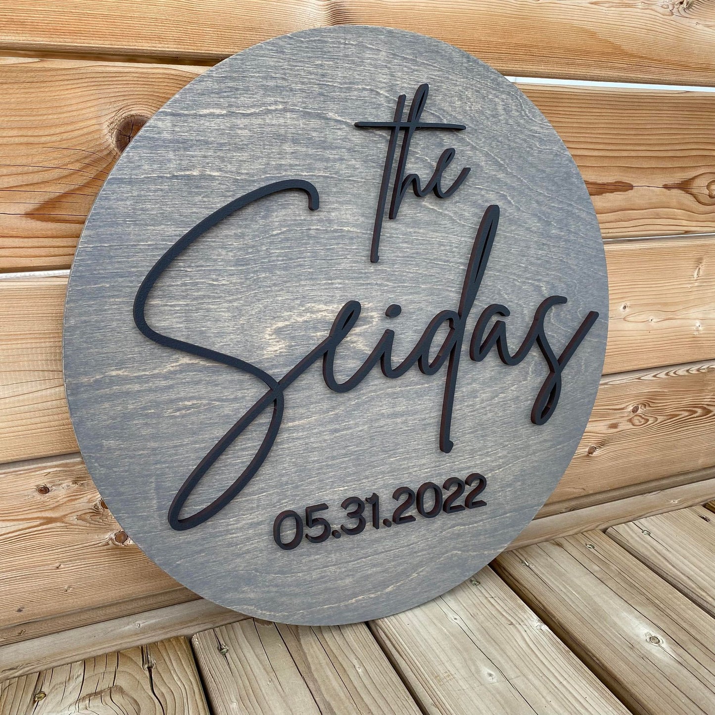Last Name | Custom Name Round Wood Sign