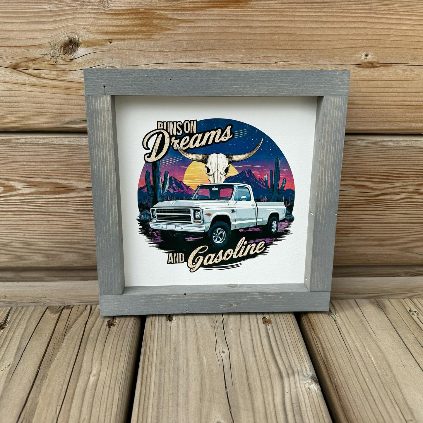 Runs On Dreams And Gasoline | Wood Sign
