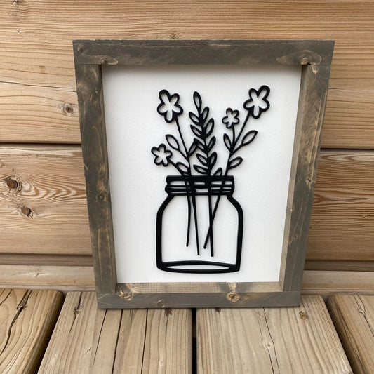 Simple Daisies in Jar | Wood Sign