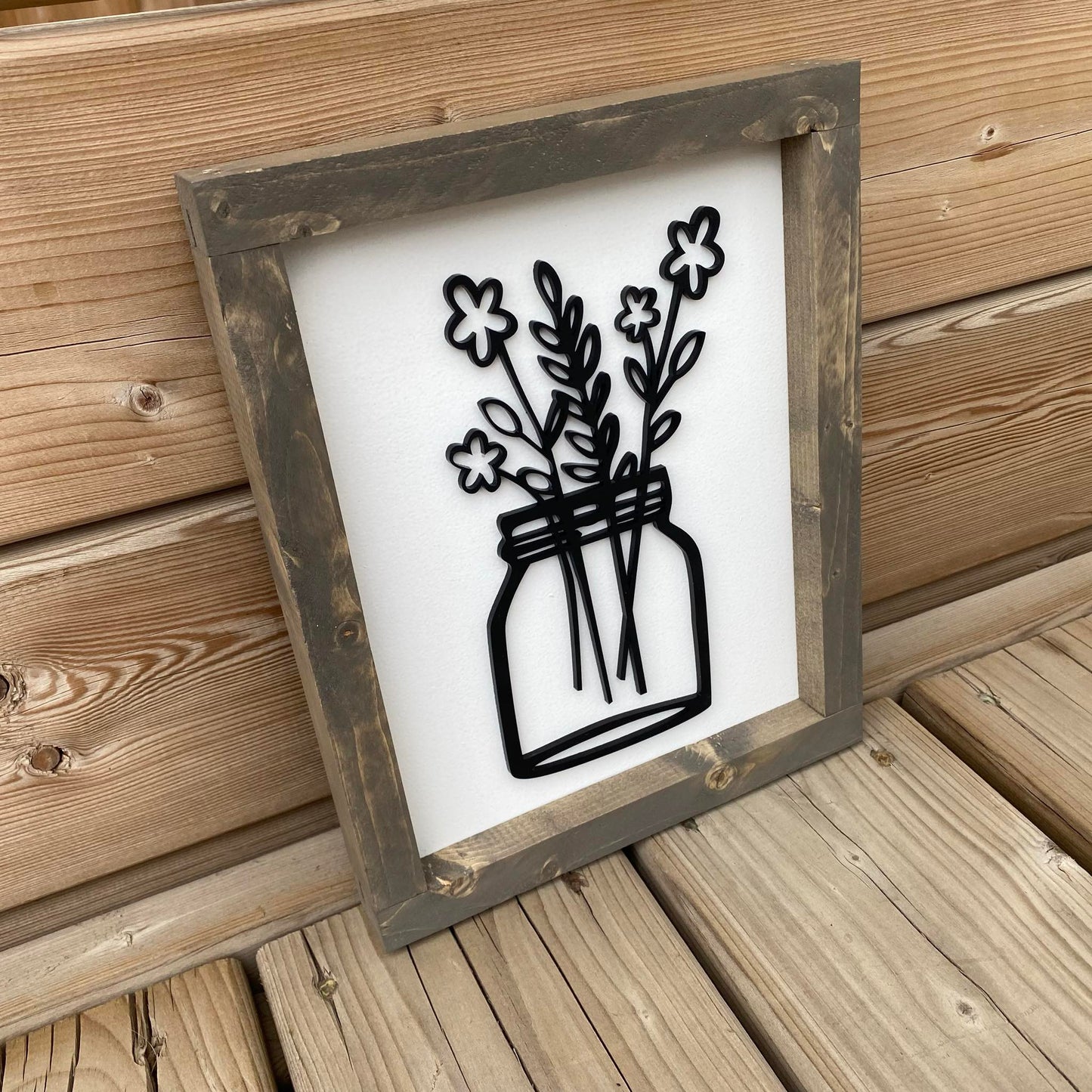 Simple Daisies in Jar | Wood Sign