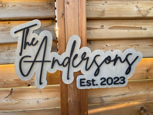Last Name Offset | Custom Name Wood Sign