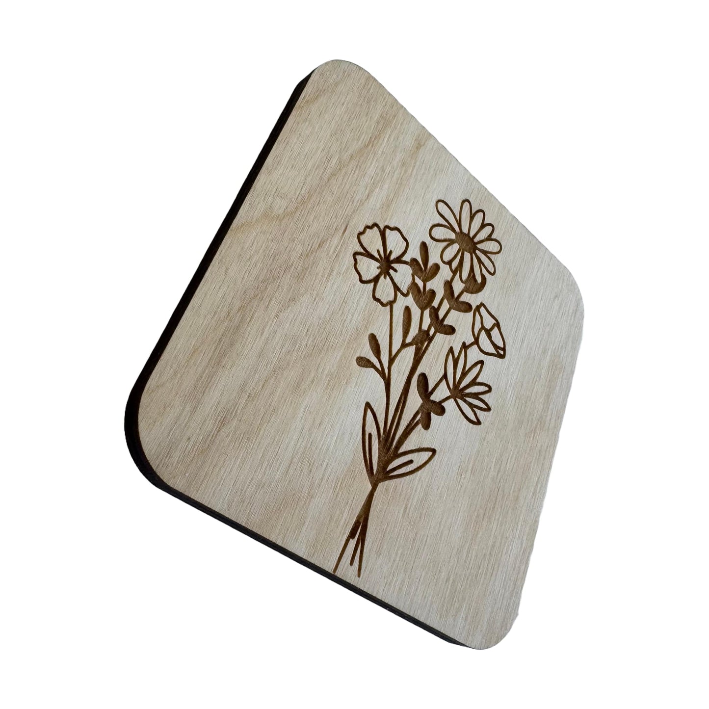 The Daisy Lotus Bouquet | Wood Coaster