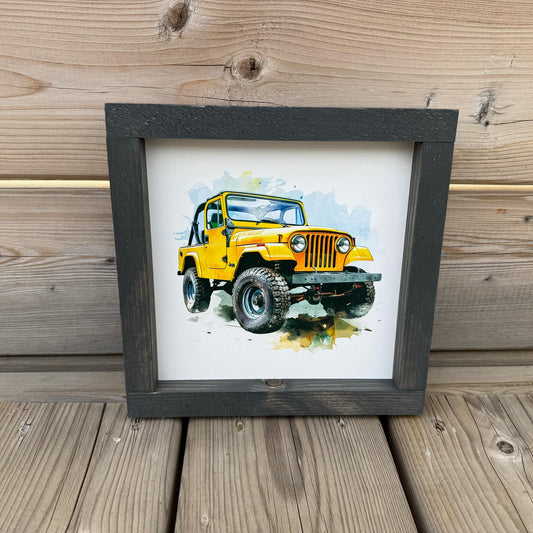 Yellow Jeep | Wood Sign