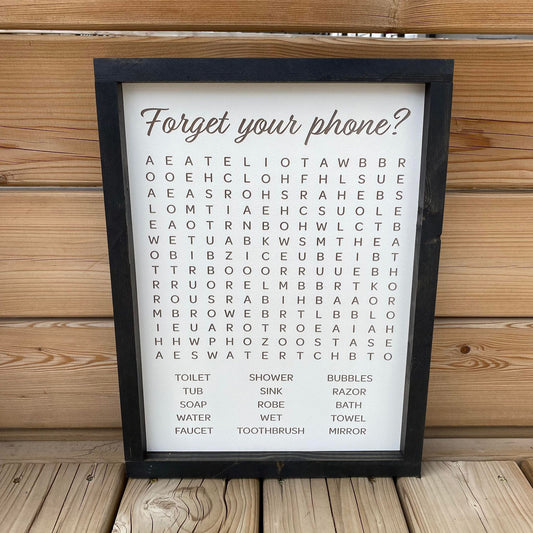 Bathroom Word Search | Wood Sign
