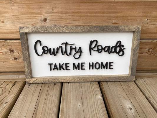 Country Roads | Wood Sign