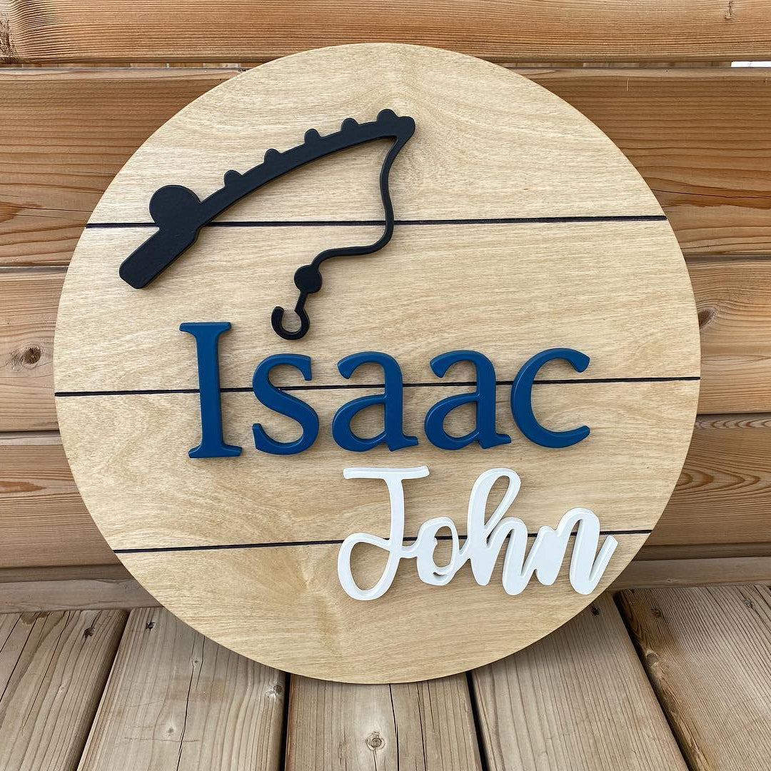 Fishing | Custom Nursery Name Round Wood Sign