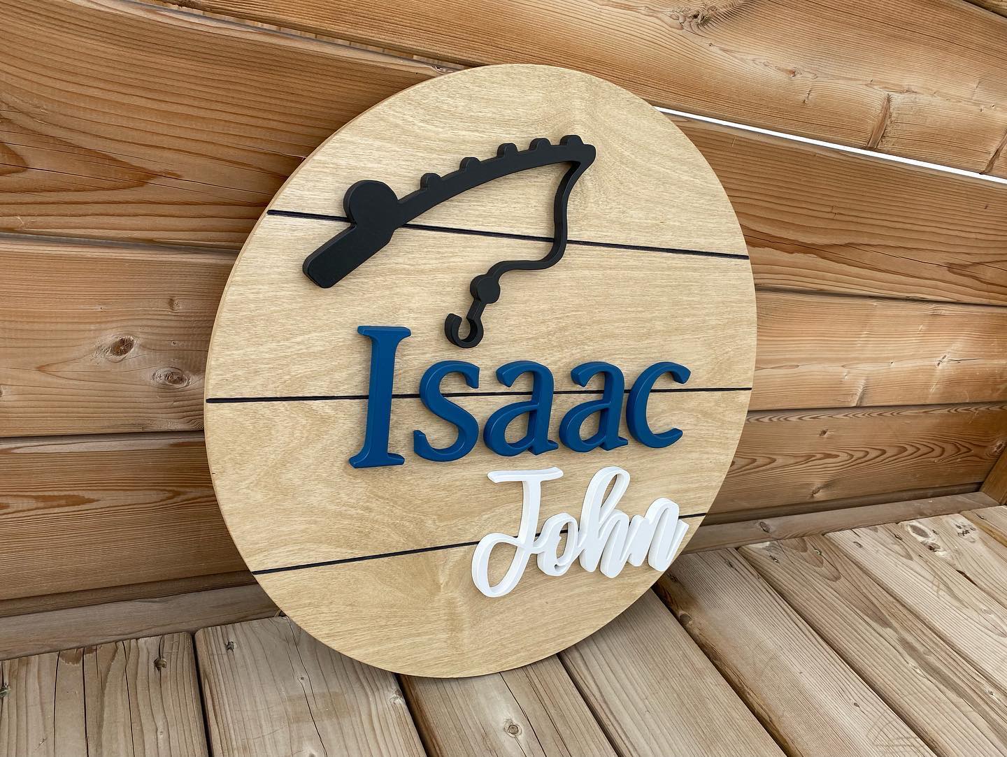 Fishing | Custom Nursery Name Round Wood Sign