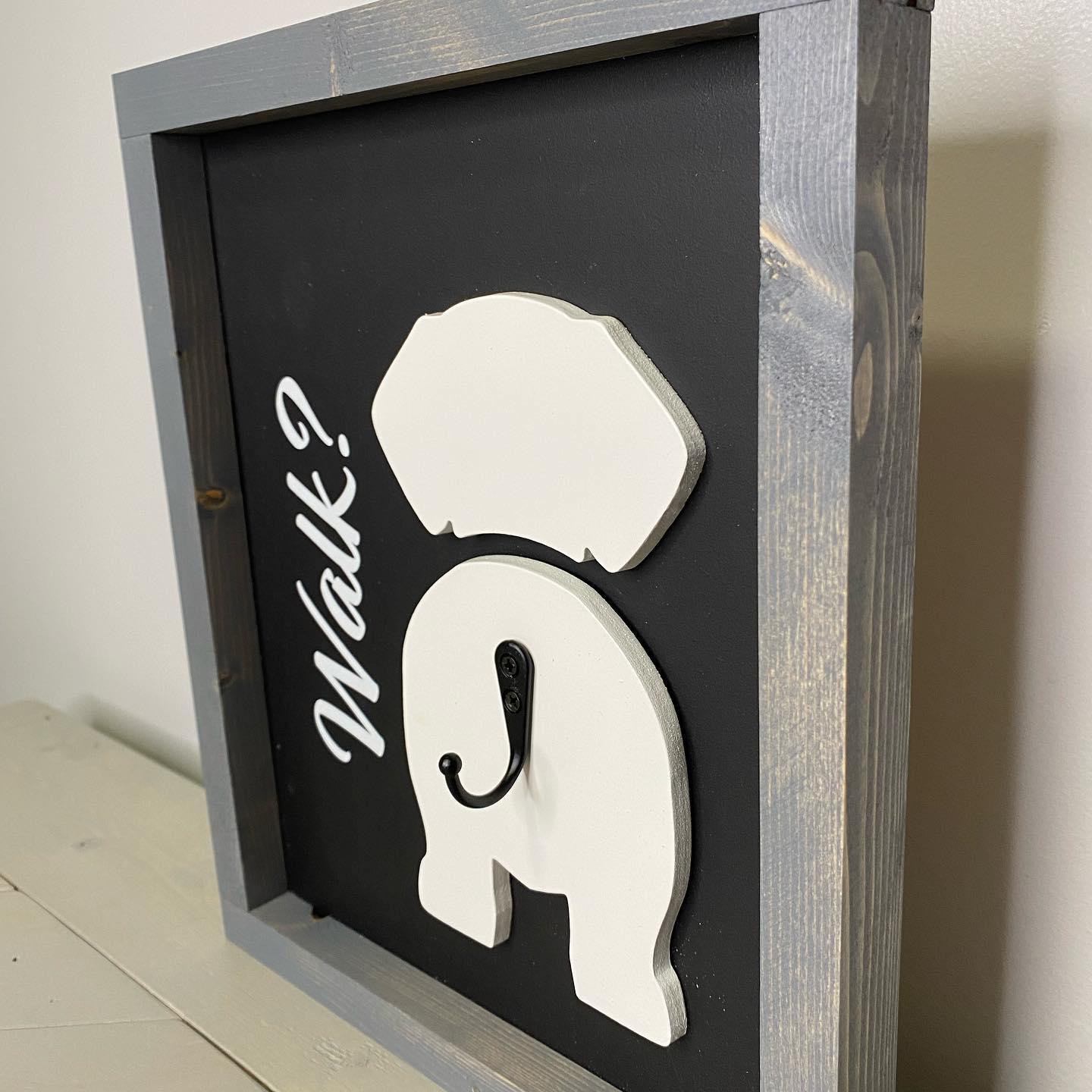 Dog Walk Sign with Leash Holder | Wood Sign