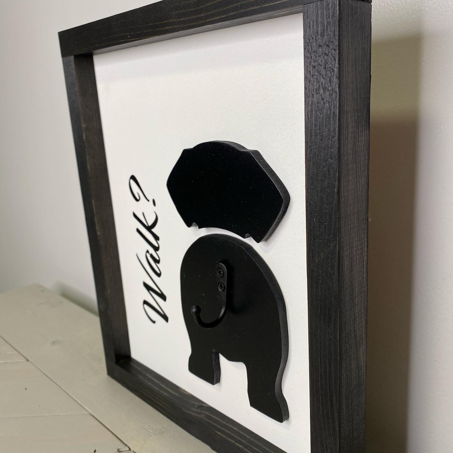 Dog Walk Sign with Leash Holder | Wood Sign