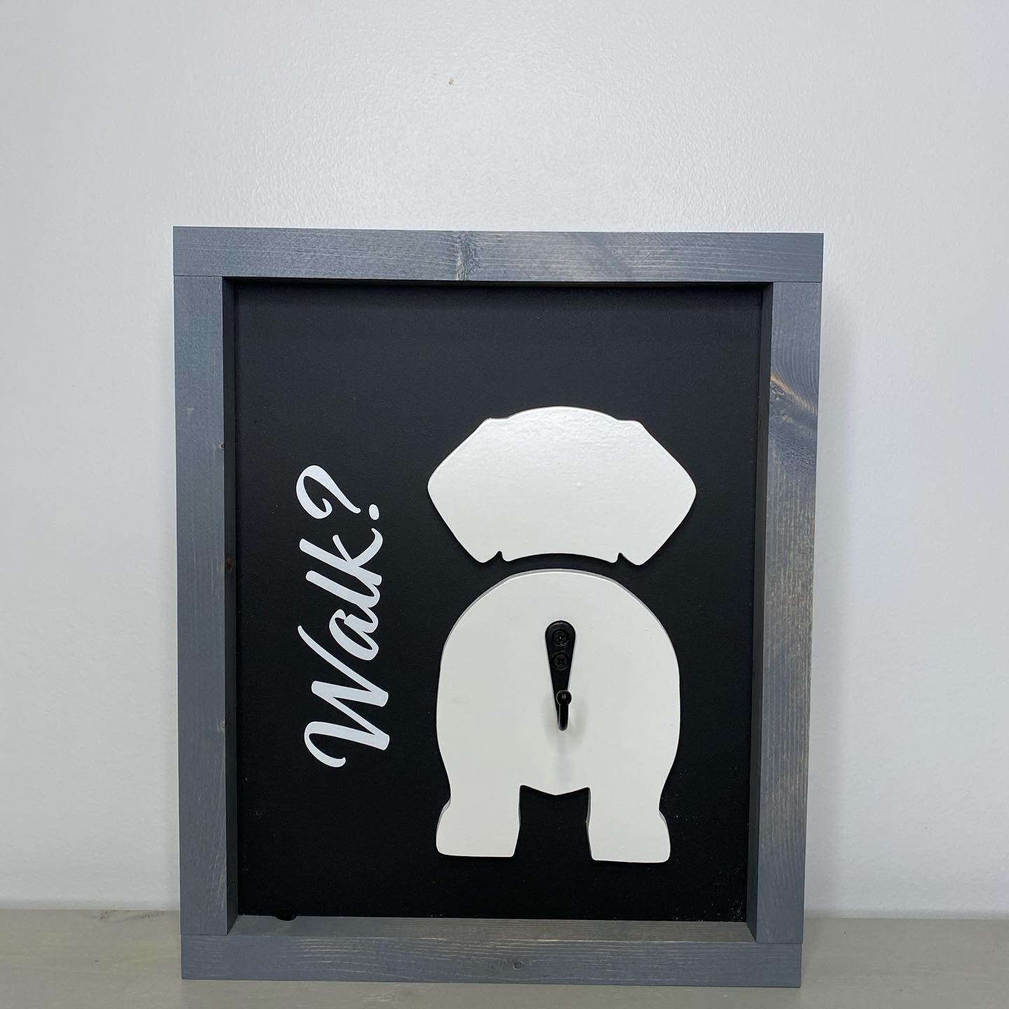 Dog Walk Sign with Leash Holder | Wood Sign