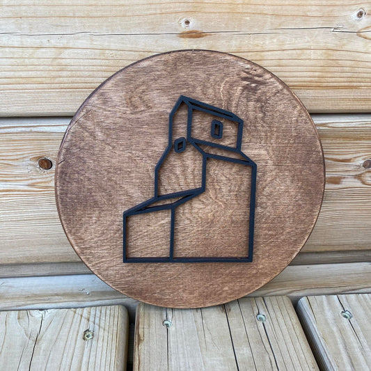 Grain Elevator | Round Wood Sign